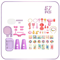 Ensemble de jeu de coiffeuse de princesse EPT - 57 pièces, kit de maquillage et de coiffure d'imitation, outils de beauté de simulation, jouet de princesse pour fille