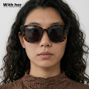 Lunettes de soleil œil-de-<span class=keywords><strong>chat</strong></span> écaille de tortue Withher, unisexe, monture rétro surdimensionnée, cerclage complet, légères, protection UV380, tendance et mode - Product Image 1