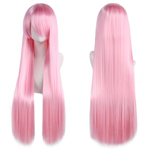 Perruque de cosplay polyvalente 80 cm, <span class=keywords><strong>cheveux</strong></span> synthétiques colorés résistants à la chaleur, fabriqués à la machine, longs et raides, pour costumes de demoiselle d'honneur ; unisexe - Product Image 6