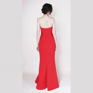 Femmes Sexy Hors Épaule Volants Sirène Longue Robe De Soirée Rouge Élégant Bal De Mariage Robe Maxi - Product Image 4