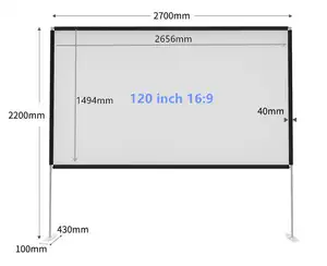 Außenbereich 100-Zoll-Projektor-Bildschirm 16: 9 tragbare Polyester-Außenfront-Filmwand