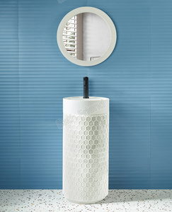 Lavabo sur pied monobloc de luxe moderne en pierre artificielle écologique de haute qualité pour salle de bain et extérieur - Product Image 6