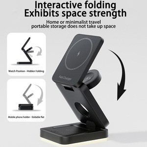 Estación de carga inalámbrica plegable Schitec 3 en 1 base de carga de inducción rápida para iPhone Samsung Phone Watch - Product Image 4