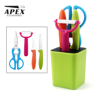 Schilmesjes Set van 4 Eco-vriendelijke Keukenhulpmiddelen met Houder Inclusief Schilmesje Fruitmes Keukenschaar Plastic - Product Image 1