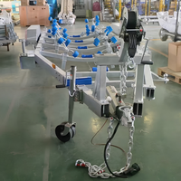 Remorque bateau en acier galvanisé à double essieu, remorque bateau de 28 pieds, capacité de charge de 7700 lb, remorque bateau à coque en V profond