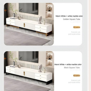 Bàn cà phê hiện đại đặt phòng khách nhỏ màu trắng TV đứng và bàn trà phong cách sang trọng với giá rẻ bán hàng - Product Image 5