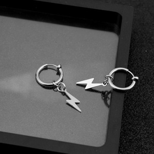 Boucles d'oreilles pendantes personnalisées en forme de éclair, design simple et original, unisexe, bijoux tendance, vente en gros - Product Image 3
