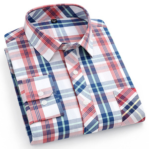 New Fashion 100% Cotton Quilted <strong>Plaid</strong> Mens Clothing Long Sleeve Casual <strong>Flannel</strong> Shirts - Product Image 3