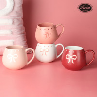Tasse à café en porcelaine imprimée Saint-Valentin SWT en gros, cadeau de fête pour la maison, tasse en céramique empilable avec support métallique