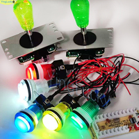 Kit de Borne d'Arcade DIY Boutons Poussoirs LED Joystick LED Style Américain Encodeur USB Zéro Latence pour PC Raspberry Pi MAME