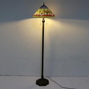 Lámpara de Pie LED de Vidrio Estampado Tradicional LongHuiJing con Pantalla Tiffany de Bronce, Iluminación de Lujo para el Hogar, Base E26 - Product Image 2