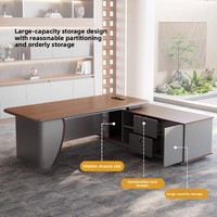 Bureau de direction en PVC en forme de L, style moderne et simple, pour superviseur ou manager, avec chaise, combinaison luxe léger