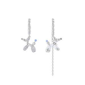 <span class=keywords><strong>Orecchini</strong></span> Pendenti KAVNAR in <span class=keywords><strong>Argento</strong></span> 925 Placcato Oro Bianco, Design Asimmetrico a Forma di Cane con Zirconi per Donne - Product Image 3