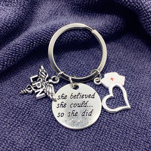 Atdroite LPN — porte-clés certifié <span class=keywords><strong>LVN</strong></span>, pour infirmière pratique, cadeau pour médecin, injecteur, capuchon d'infirmière, pendentif - Product Image 3