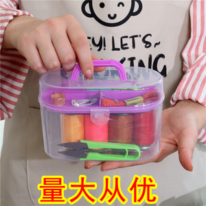 Portable <b>Sewing</b> Kit With Needles Thread Storage <b>Box</b> For Home Use Oval Plastic Case - Product Image 3