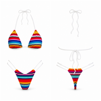 Pakaian Renang Wanita Berkualitas Tinggi Ramah Lingkungan, Bikini Seamless Model Double String Minimal Fit Low Rise Cheeky