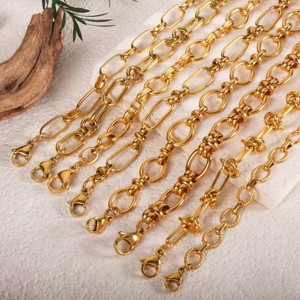 سوار ساحر للنساء من الفولاذ المقاوم للصدأ مقاوم للماء مصنوع يدويًا من سلسلة ربط 18 قيراط مطلي بالذهب على الموضة لا يتلاشى مع المجوهرات - Product Image 3