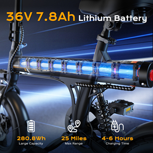 VIPDRIVE US En stock Livraison gratuite Mini vélo électrique pliable de ville 350W 36V 14 pouces Vitesse unique Pneus larges Freins à disque Le plus populaire - Product Image 2