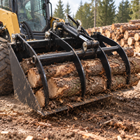 Accessoires de godets à griffes hydrauliques pour chargeuses compactes et chargeuses sur chenilles, pour la préhension de roches, bois et gazon