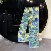 Lettres florales lisses en soie, lettres recouvertes de fleurs artificielles, décoration florale pour mariage et fête
