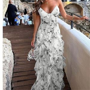 Abiti da sera lunghi con volant da donna senza spalline senza schienale <span class=keywords><strong>Organza</strong></span> Chiffon alla moda - Product Image 6