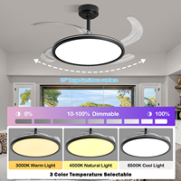 Kipas Angin Plafon Hitam Slim 42 Inch, Lampu RGB, Speaker, Remote APP, 6 Kecepatan, Dapat Diredupkan, Memori, Reversibel untuk Kamar Tidur Rumah