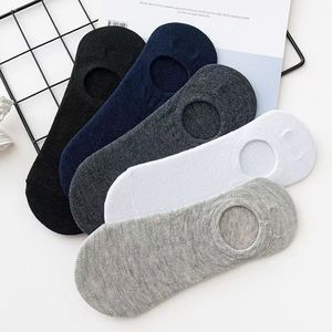 Men's Pure Cotton Invisible Socks Solid Color Low Cut Non Slip Breathable For Casual Wear - Product Image 2