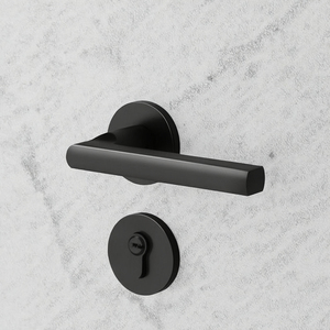 Poignée de porte ronde moderne noire mate en alliage de zinc, ambidextre, installation facile pour portes en bois de chambre et d'appartement - Product Image 3