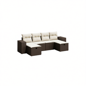 Set Divano da Giardino in Polyrattan Marrone, Arredamento da Esterno di Grandi Dimensioni, Design Contemporaneo con Cuscini in Schiuma ad Alta Densità - Product Image 1