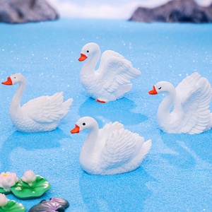 Mini Elegant White Swan Resin Figurine Miniatures Landscape <b>Decorations</b> <b>Bird</b> Animal Charm Desktop Ornaments DIY Accessories - Product Image 1