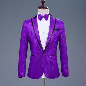 Abito <span class=keywords><strong>da</strong></span> uomo multicolore con perle e paillettes blu, argento, rosse, scintillanti, per feste di matrimonio e spettacoli teatrali - Product Image 3