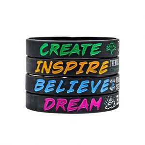 Pulsera de Silicona Inspiradora con Frases Motivacionales: Crea, Inspira, Creí, Sueña. Correa de Goma para Eventos y Fiestas. - Product Image 5