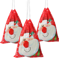 Sac à cordon de Noël Père Noël en plastique PE, sac d'emballage cadeau, taille personnalisée acceptée