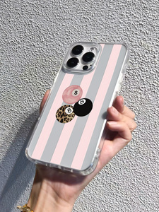 Custodia per telefono in TPU trasparente con motivo a bilardo 8 palle a righe <span class=keywords><strong>rosa</strong></span>, <span class=keywords><strong>cover</strong></span> antiurto estetica e simpatica per <span class=keywords><strong>iPhone</strong></span> 17 16 15 14 13 <span class=keywords><strong>Pro</strong></span> <span class=keywords><strong>Max</strong></span> - Product Image 4