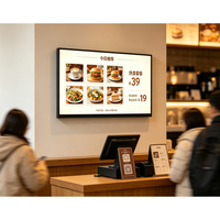 Écran ultra fin de 49 pouces lisible en plein soleil, montage mural, haute luminosité, écran LCD, télécommande CMS pour les restaurants de hamburgers