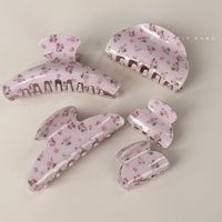 Pinces à cheveux personnalisées avec logo, imprimé floral rose doux, nouvelles pinces à cheveux élégantes en forme de griffe de requin, accessoires pour cheveux d'été pour filles