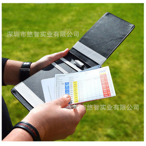 Cuaderno de puntuación para cancha de pádel de cuero PU con ranura para lápiz integrada; cubierta de cuero con clip para puntuación y logotipo. - Product Image 5
