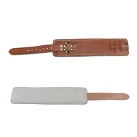 Sangle de cheville en cuir véritable marron doublée polaire douce avec boucle réglable et anneau en D métallique pour machine de musculation et fitness