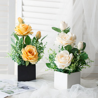 Seidenrosen Künstliche Blumen Tisch-Blumenarrangements Wohnungsdekoration Florale Kunst Künstliche Topfpflanzen Hochwertige Raumdekoration
