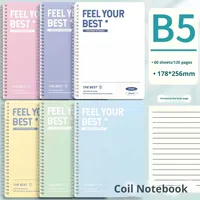 Cahier à spirale étanche à couverture rigide de 60 feuilles A5 B5 Cahier d'exercices scolaires pour étudiants