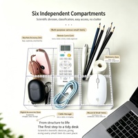 Boîte de rangement minimaliste multifonctionnelle en acrylique transparent à 6 compartiments, durable, imperméable et écologique, fournie directement par l'usine