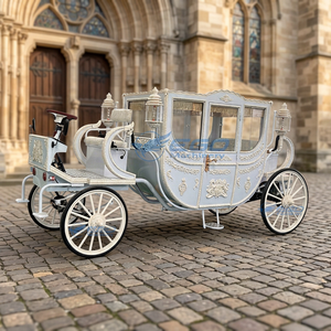 Voiture électrique rétro en acier, type calèche, avec roues en fibre de verre, pour visites en extérieur, parcs et mariages, à vendre - Product Image 1