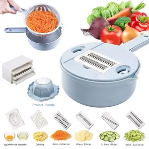 10 in 1 Multi-function Large Capacity Wheat Straw Vegetable Slicer Cutter and Shredder with Guard And Egg White Separator