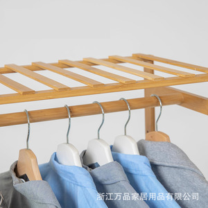 Bamboo <b>Clothes</b> <b>Rack</b> 6 Layer Storage Wardrobe With Shelves For Living Room Clothing Organizer Standing Type Rectangle Shape - Product Image 3