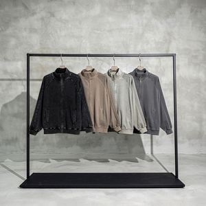 Yingling Washed Zipup Hoodies Zip up Heavyweight Vintage 100% Cotton Zipper French Terry Zip up Hoodie Custom Puff Printing - Product Image 6