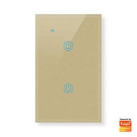 Interruptor WiFi OEM/ODM de Fábrica para la Aplicación Smart Life, Sin Neutro, Compatible con Google Assistant y Alexa, Interruptor Táctil de Pared de Vidrio Templado de 2 Canales, 10A