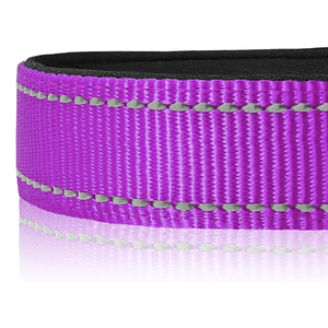 Kalung Anjing Sedang yang Dapat Disesuaikan, Berbahan Neoprene Lembut dan Berlapis, <span class=keywords><strong>Nylon</strong></span> Bernapas dengan Gesper ABS, Pola Reflektif Solid untuk Pelatihan - Product Image 2