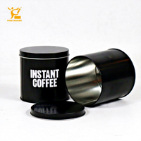 Tin smaker Großhandel Custom Printed Black Blechdosen für Kaffeepulver Verpackung Leerer Zylinder Kaffeebohnen Blechdose Behälter