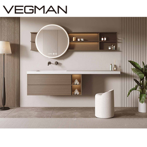 Lemari kamar mandi, Modern, untuk kamar mandi, Meja rias mewah, Set atas dengan cermin terpasang di dinding MDF - Product Image 4