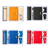 Souris sans fil promotionnelle et porte-carte nominative et cahier ordinaire A5 et stylo et clé USB 32G et fiole à vide coffret cadeau 6 en 1